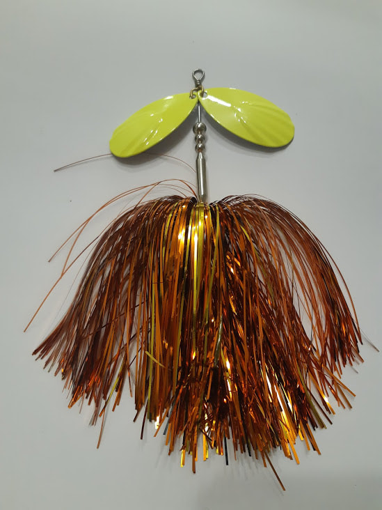 [Get Bent Series] Musky Bucktail (Brown Carp) Muskie Pike Double 9 Inline  Spinner Musky Lures Baits Tackle